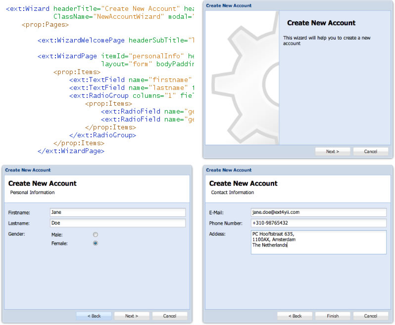 Ext4Yii Wizard Framework